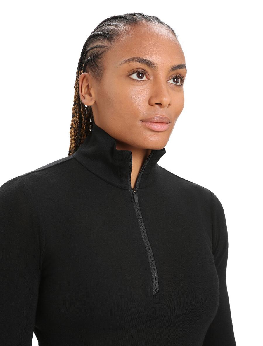 Black Icebreaker Merino 175 Everyday Long Sleeve Half Zip Thermal Top Women's Base Layers | AU 1863FDNM